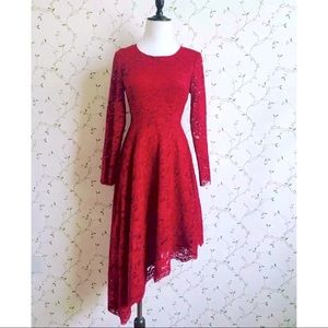 💃 Asymmetric Lace Midi Dress